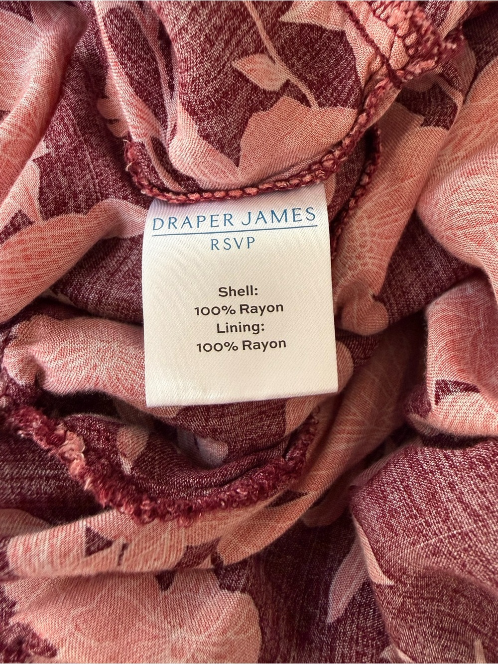 DRAPER JAMES Floral Pink and Burgundy Wrap-Style Women's Dress Size Large - Picture 5 of 6